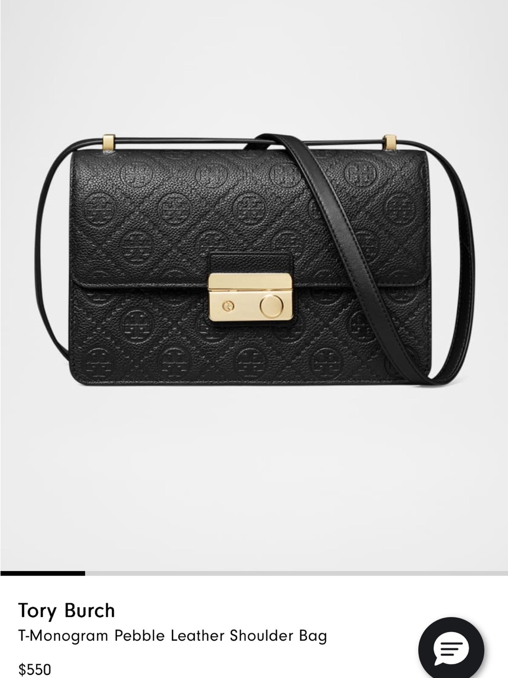 Tory Burch
T-Monogram Pebble Leather Shoulder Bag NWT
